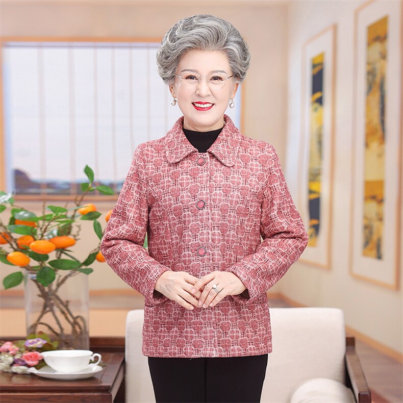 中老年毛大衣女装妈妈装加厚外套老年人婆婆针织翻领长袖上衣老人,女装中老年女装,亚东羊绒制品