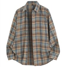 春季新款（跨境电商）格子男女情侣款潮流宽松格纹衬衣，男装衬衫，星座1107-1