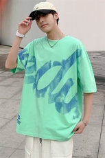 得物抖音40支双纱高品质运动圆领半袖纯棉短袖T恤男女T7219-P45，男装T恤，电商A441-1