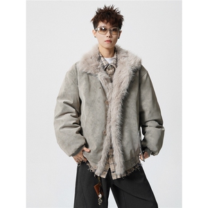 现货皮质座山雕棉服美式翻领毛毛重磅情侣外套A170-M915-TP112图片