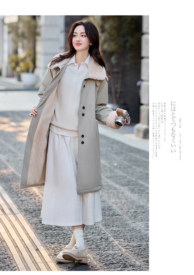 现货！现货！加绒加厚中长款棉服女2025冬季新款洋气减龄羊羔毛,女装棉衣/棉服,以桐