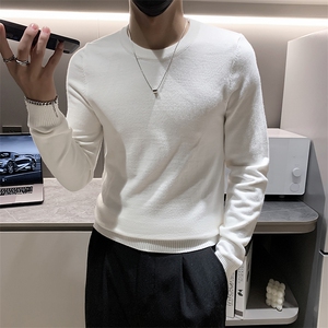 店主风小伙秋冬男纯色圆领套头针织长袖毛衣男士301A-1/M63/P38图片