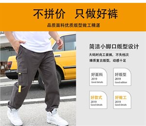 日系加肥加大码男束脚休闲裤弹力工装裤5032-1_8802图片