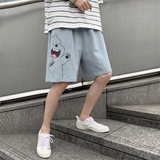 YD33131-P25港风潮牌亚麻短裤男大码棉麻五分裤男中裤沙滩裤，男装休闲裤，电商A040
