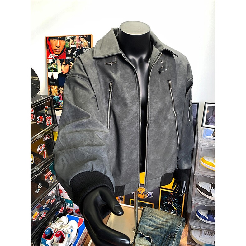 美拉德棕色皮衣外套拉链机车服飞行员夹克JK963特P78,男装夹克,星座908-1