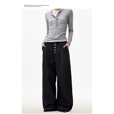 【高质量特批45】男女春秋高腰直筒排扣休闲显瘦裤子610A-YB5129，男装休闲裤，星座610A