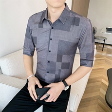 312A-110-P552025新款韩版修身帅气花衬衫英伦时尚男士衬衣A，男装衬衫，星座312A-5