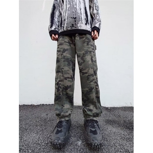 迷彩牛仔裤裤男秋冬款美式高街vibe加厚痞帅休闲工装裤82200-p48图片