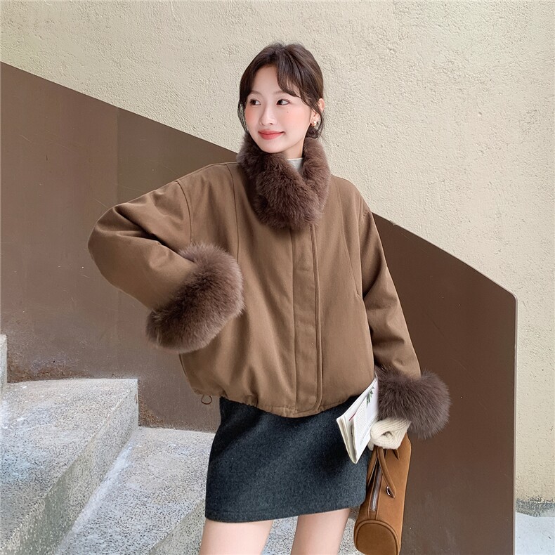 新品上新~狐狸毛围脖90羽绒内胆派克羽绒服女5167-P350-K518,女装羽绒服,2C126