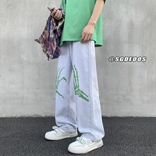 主推款直筒宽松水洗牛仔裤高街潮刺绣长裤313A-1-NZ001-P55控68，男装牛仔裤，星座808A-1