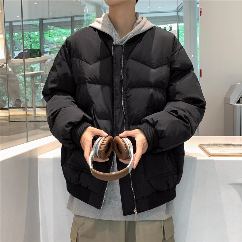 2025新款秋冬季休闲百搭工装羽绒棉服男士宽松棒球服立领外套男装,男装棉衣,星座516A