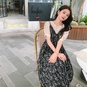 182-8376-P135-K178-黑色法式碎花连衣裙图片