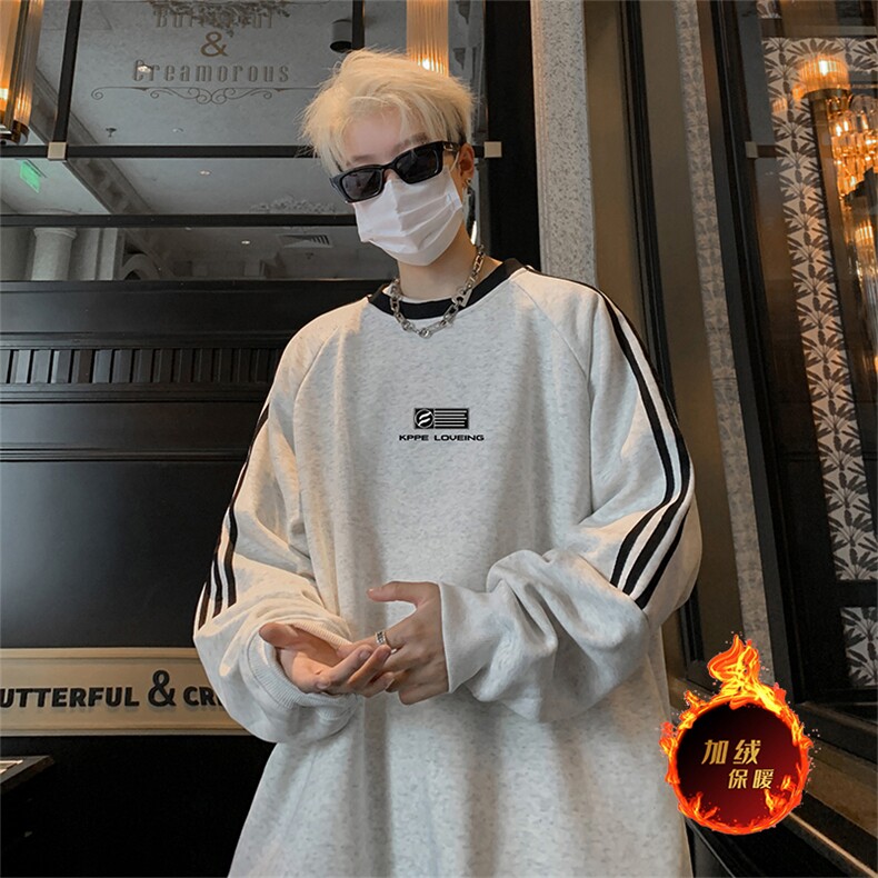 抖音得物供货提供视频秋冬重磅美式宽松织带圆领卫衣0321,男装卫衣,电商A486