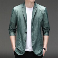 2023春夏新款男装中年男士商务休闲西服外套薄款防晒服便西免烫，男装西服，电商B212（原钱塘6029）