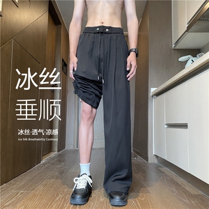 INS夏季冰丝透气百搭西裤宽松直筒休闲裤B315-K24163-特p30控58图片