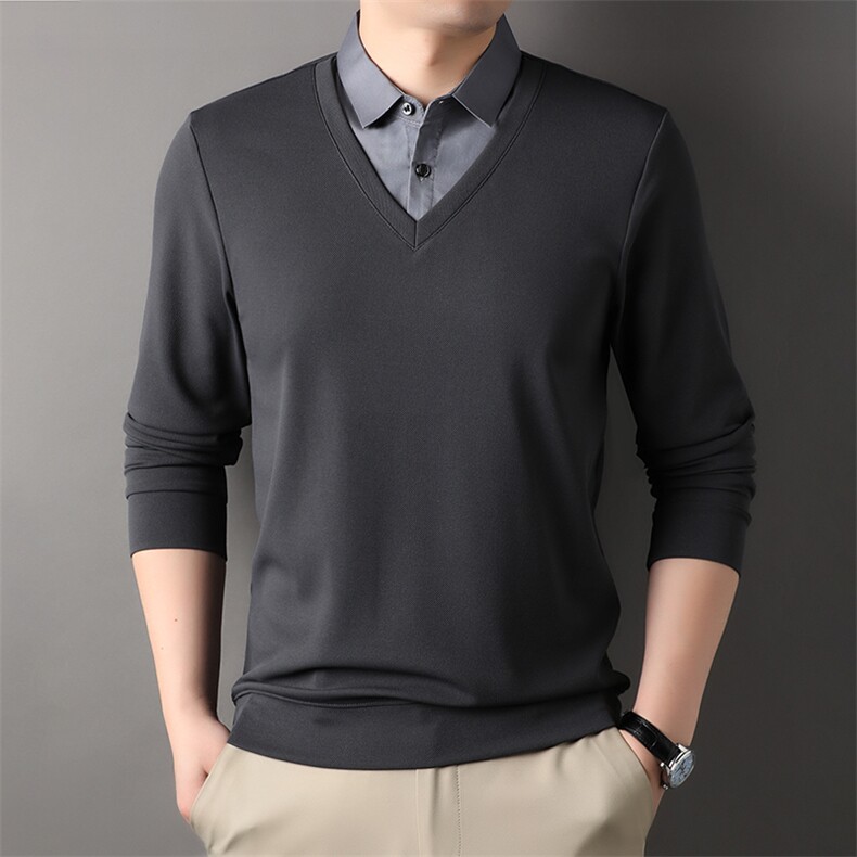 AG85721钱塘2020-3秋季男装假两件衫翻领直筒型时尚都市青年P40,男装T恤,钱塘207-3
