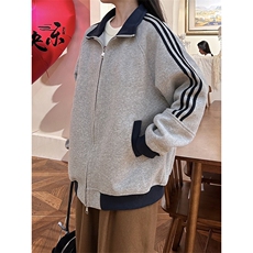 抖音得物高品质26春装美式高街重磅结构拼接织带立领卫衣外套CM42，女装短外套，电商A486