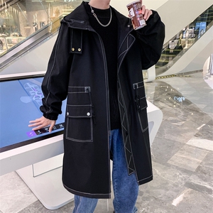 大货风衣男中长款大衣加绒加厚棉衣F262薄P115加绒P135港风C图片