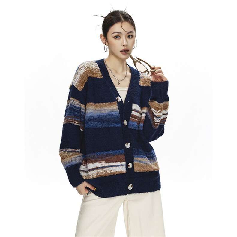 新款厚款针织衫开衫男女款V领高级感毛衣外套225-MY106-68控88，男装针织衫/毛衣，星座225-2