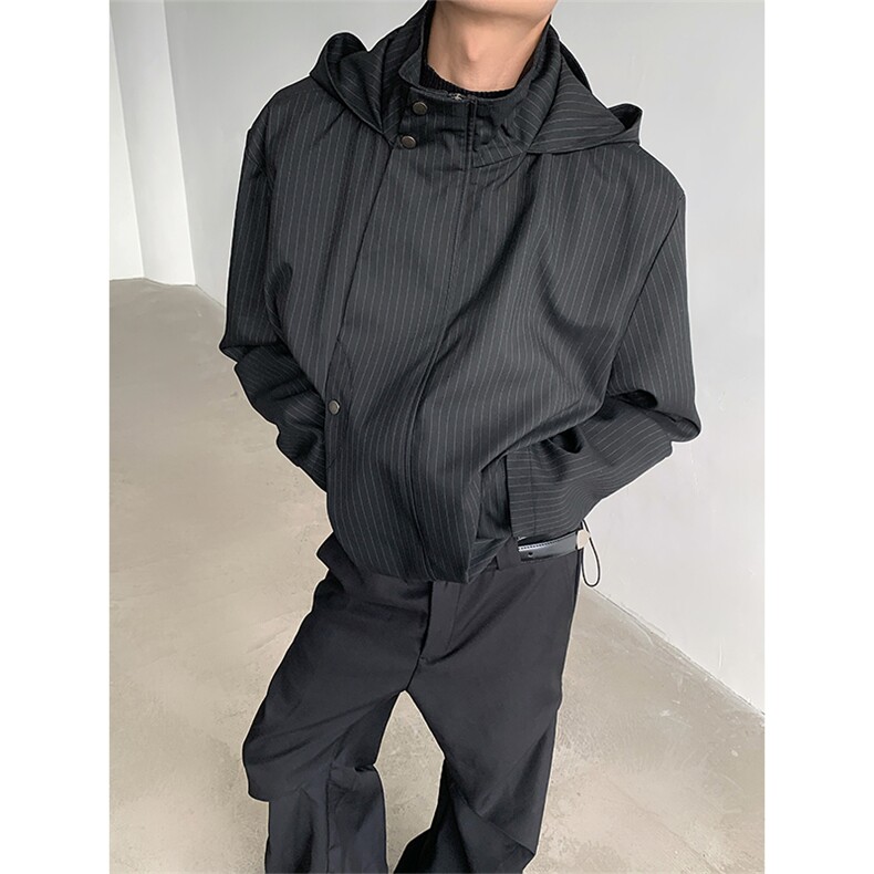 现货！高品质男士条纹质感西服连帽冲锋衣夹克外套JK72-P118,男装夹克,电商B288