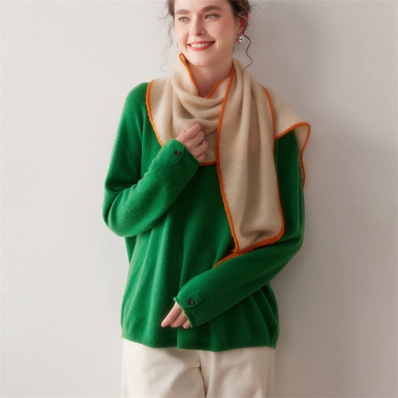 贵气感穿搭~100山羊绒披肩女2025秋冬拼色三角巾简约保暖围巾围脖，围巾，镁纯羊绒