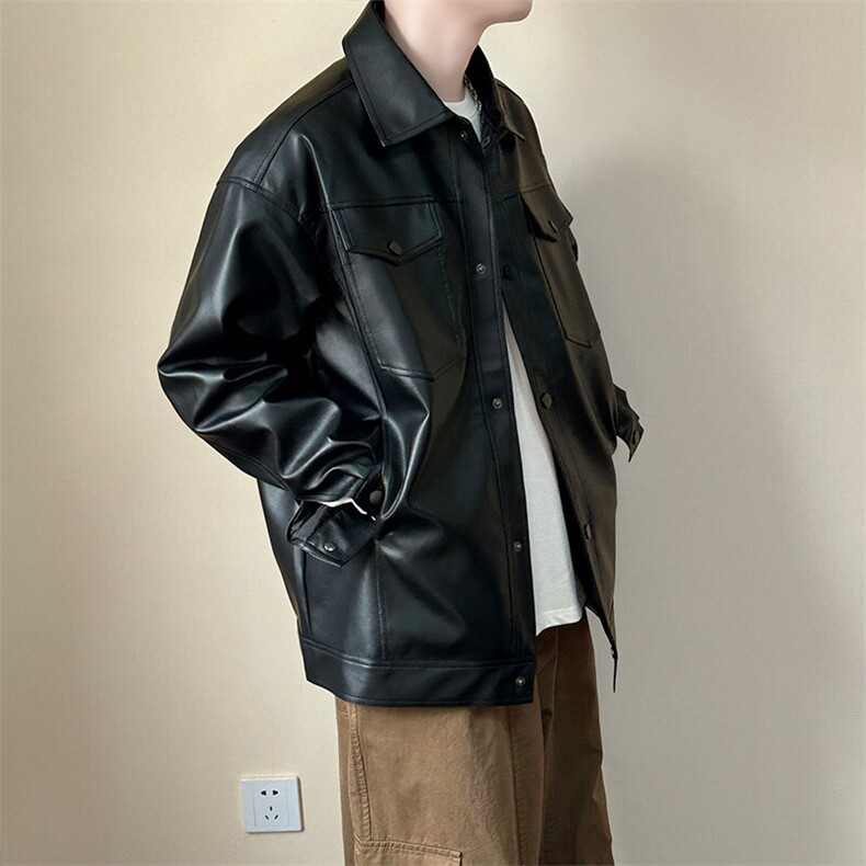 现货春装皮衣外套男时尚机车服休闲皮夹克-A607-P90加绒-P100,男装皮衣,电商A351