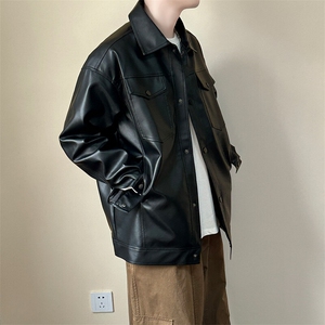 现货 春装皮衣外套男时尚机车服休闲皮夹克-A607 -P90 加绒-P100图片