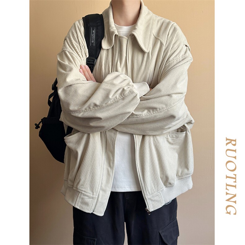 现货主推高品质灯芯绒夹克外套男潮宽松休闲大码A351-JK013-P90,男装夹克,电商A351