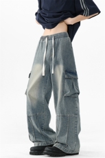 2026无影墙春季水洗大口袋工装牛仔裤男美式高街-A1158TP55控88，男装牛仔裤，电商B241