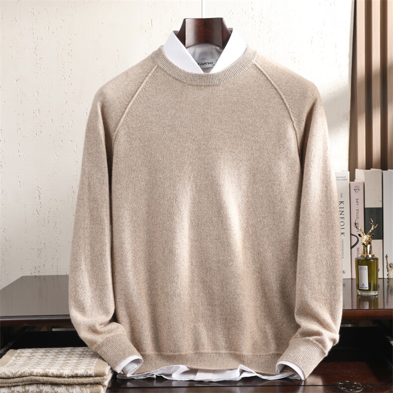 高品质男士羊绒开衫秋季商务休闲圆领毛衣时尚百搭舒适保暖男装，男装羊绒开衫，冬季工坊