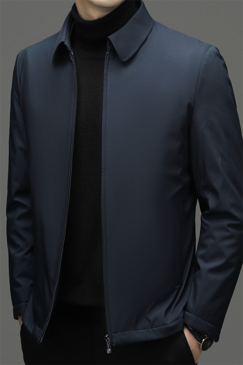 冬季新款羽绒服男2023年中年宽松免烫翻领上衣加厚保暖白鸭绒外套,男装羽绒服,电商B212（原钱塘6029）