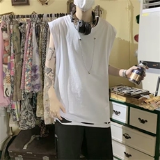 破洞背心男外穿夏季ins潮牌个性项链无袖t恤高街嘻哈TB01-P25，男装背心/马甲，星座1109-3