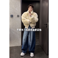 抖音冬季新款高级拼接双面穿毛毛棉衣男痞帅M216-P185（网图，男装棉衣，电商B267