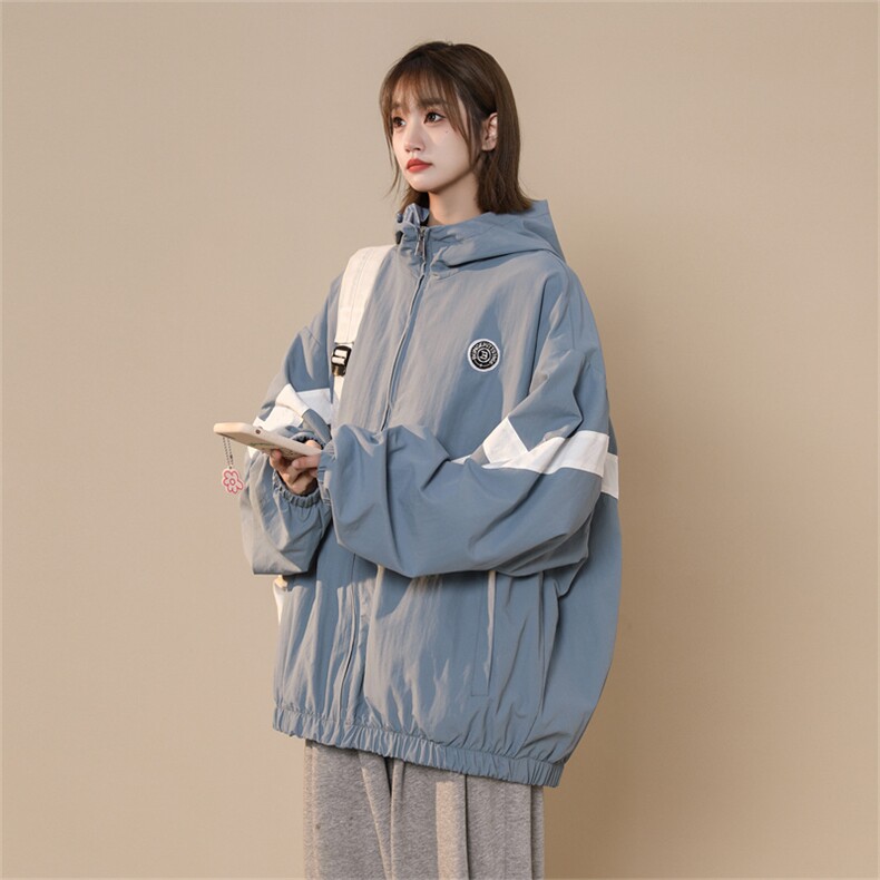 现货 时尚学院风防风防水拼接撞色情侣外套XZ301A WT102 P78图片