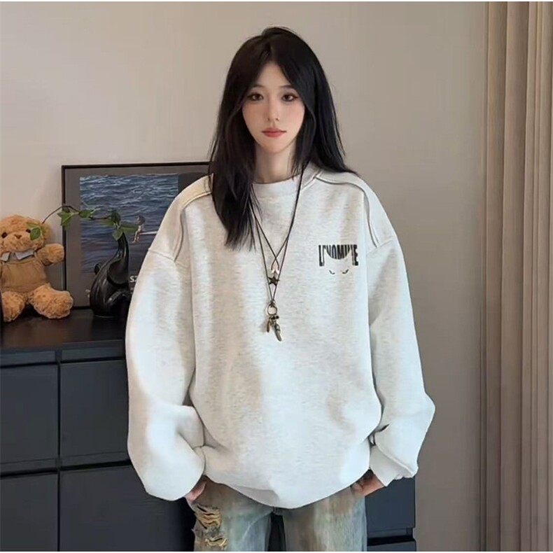 美式高街连帽卫衣男女款重磅硬挺潮牌恶魔眼oversize穿搭情侣外套图片