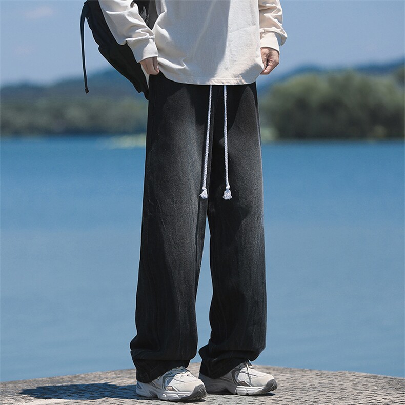 特批P38无差价夏秋衔接做旧阔腿牛仔裤男水洗hiphop拖地长裤N9087，男装牛仔裤，电商A001-1