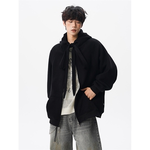 8XL-M 朝牌情侣美式绑带设计连帽卫衣宽松开衫外套男女WY35P58图片