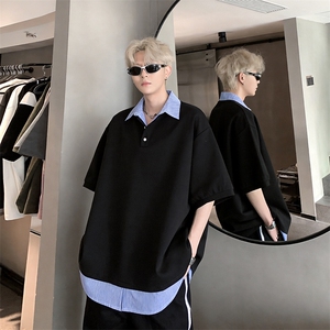2026主推款 抗菌 速干 假两件格子翻领短袖T恤纯色 DT608-P38图片