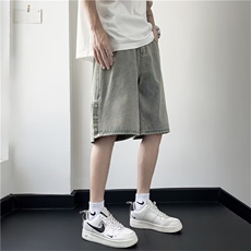 排扣牛仔短裤男女夏季美式高街做旧复古五分裤潮牌裤子D1656-p40，男装牛仔裤，星座1008