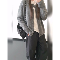 重磅秋冬男女北极绒开衫毛衣美式复古休闲慵懒风单排扣针织衫外套，男装针织衫/毛衣，电商A486-1