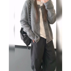 重磅秋冬男女北极绒开衫毛衣美式复古休闲慵懒风单排扣针织衫外套图片