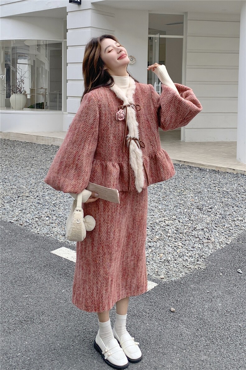 现货灯笼袖加棉套装2C117-1819P225K338,女装套装/套裙,2C117
