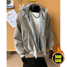 现货高品质美式高街重磅座山雕毛毛领pu皮棉衣男女加厚棉服冬外套，男装皮衣，电商A486