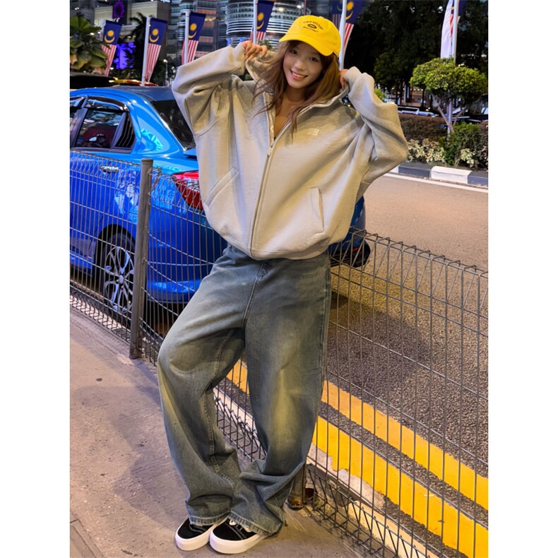 网图420克重磅印花开衫连帽情侣款卫衣外套男女秋季特P68,女装短外套,电商C306-1