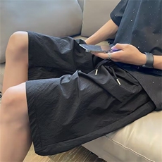 美式基础速干四分裤男夏季宽松休闲运动透气凉感纯色不过膝短裤，男装牛仔裤，星座218-1（原230）