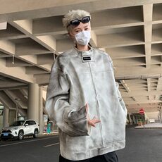 DJK939-P88美式高街皮衣外套男春秋款潮牌高级感痞帅立领夹克，男装夹克，星座603-2