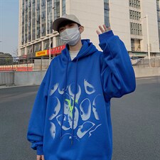 2025秋新款潮流印花连帽宽松休闲套头情侣卫衣B266-WY-220-P50，男装卫衣，星座B257-1