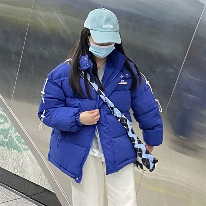 克莱因蓝冬季面包服宽松保暖设计感连帽棉袄中性情侣学院风潮,男装棉衣,星座506A