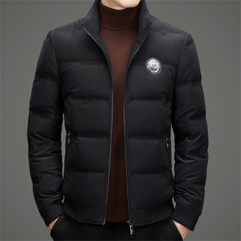 冬季白鸭绒加厚羽绒服短款中青年休闲立领保暖防寒潮服外套男装,男装羽绒服,钱塘6003（原4033）