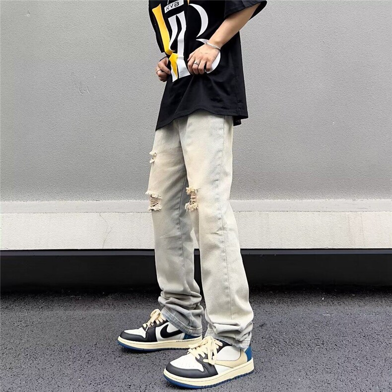 长裤新款潮男水洗潮流日系夏季牛仔裤宽松直筒拉链直脚KK049-40,男装牛仔裤,星座911-3
